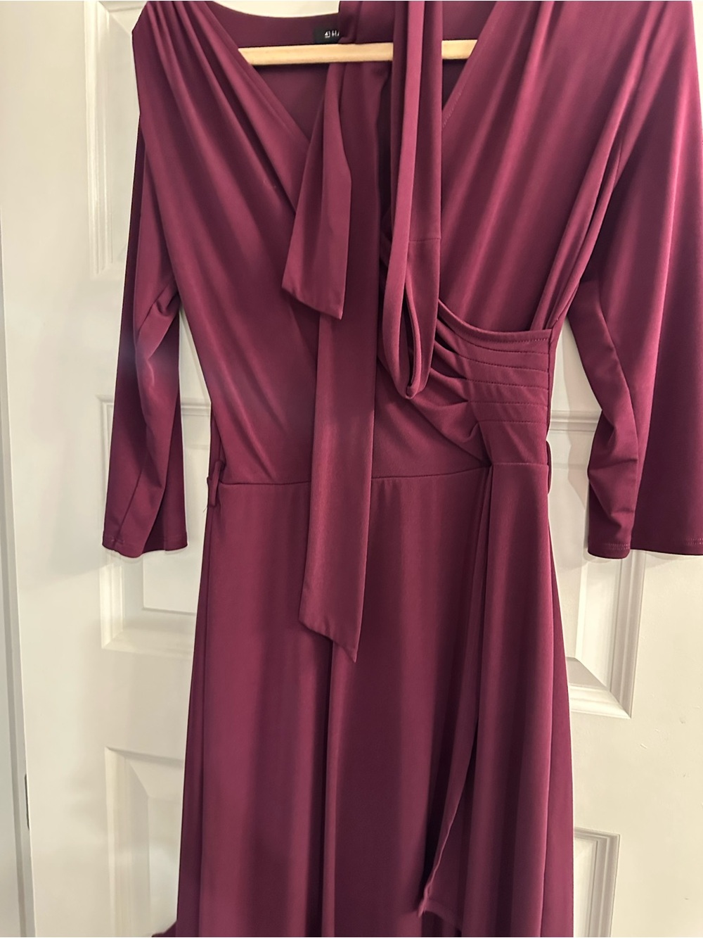 41 Hawthorn Burgundy Wrap-Style Long Sleeve Dress